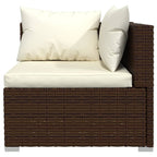 Set muebles de jardín 4 piezas y cojines ratán sintético marrón