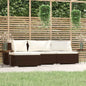 Conjunto de móveis de jardim 4 peças e almofadas rotim sintético castanho