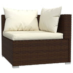Set muebles de jardín 3 pzas y cojines ratán sintético marrón