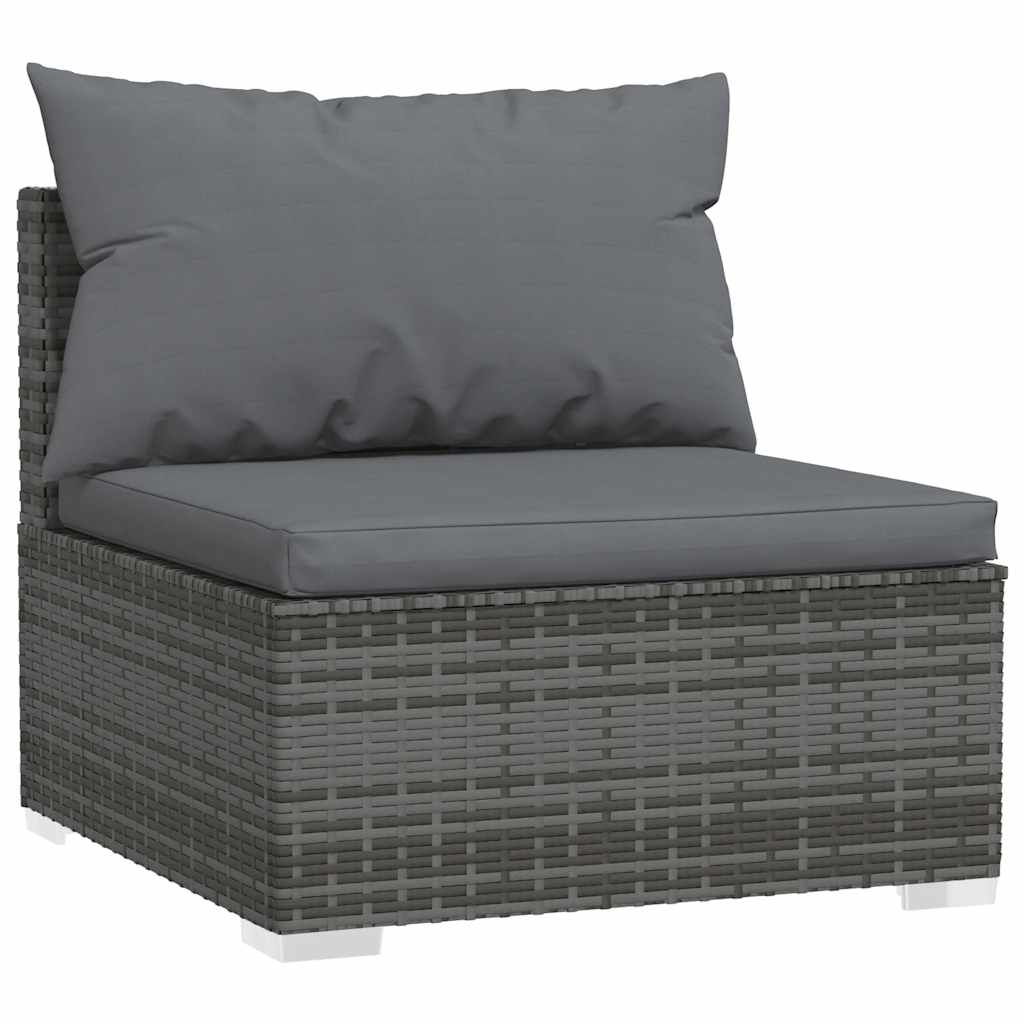 Set de muebles de jardín 4 pzas y cojines ratán sintético gris