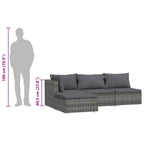Set de muebles de jardín 4 pzas y cojines ratán sintético gris