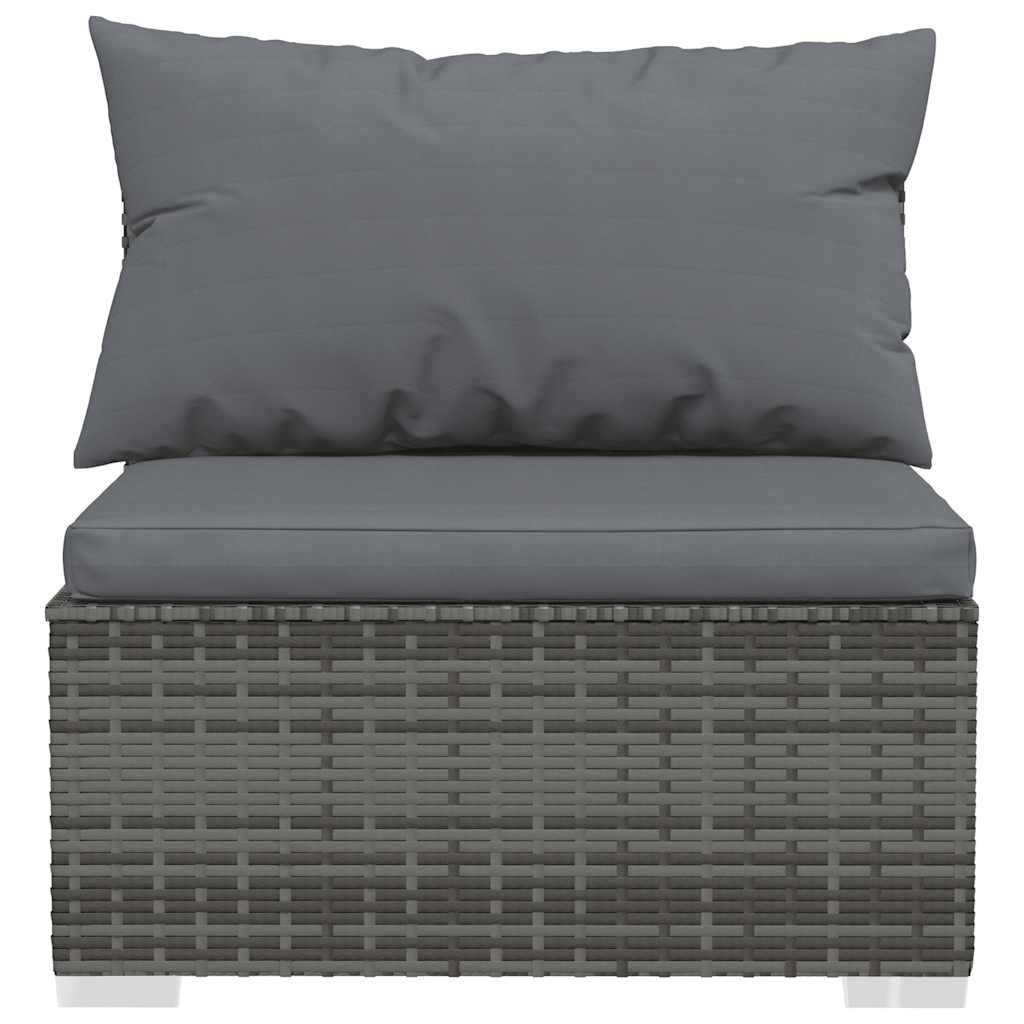 Set de muebles de jardín 4 pzas y cojines ratán sintético gris