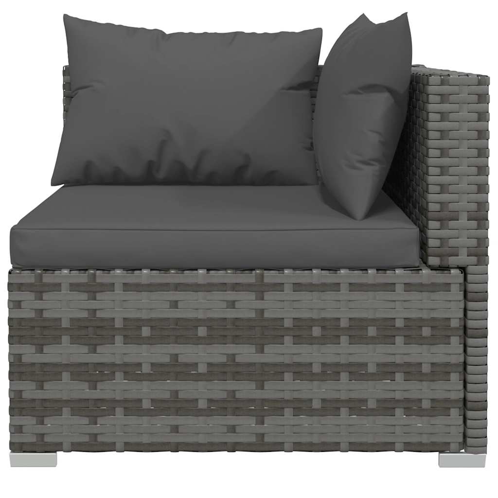 Set de muebles de jardín 4 pzas y cojines ratán sintético gris