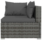 Set de muebles de jardín 4 pzas y cojines ratán sintético gris