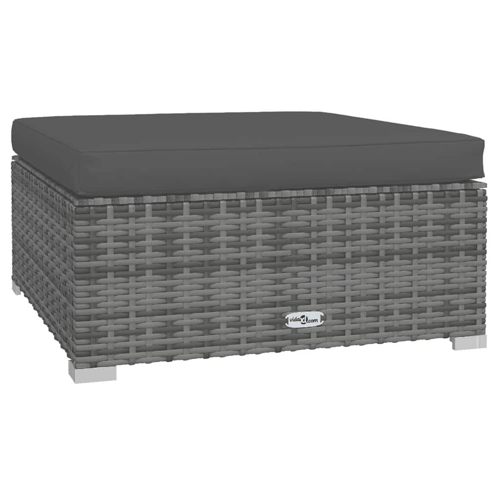 Set de muebles de jardín 4 pzas y cojines ratán sintético gris