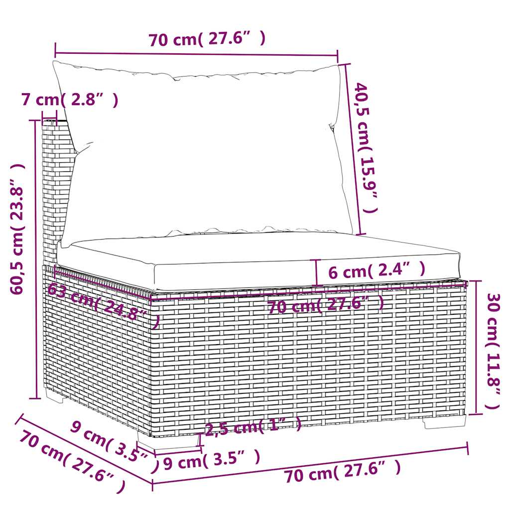 Set de muebles de jardín 4 pzas y cojines ratán sintético gris