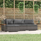 Set de muebles de jardín 4 pzas y cojines ratán sintético gris