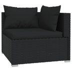 Set de muebles de jardín 3 pzas y cojines ratán sintético negro