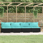 4-seater sofa with black synthetic rattan cushions