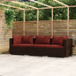 3-seater garden sofa with cushions, grey synthetic rattan