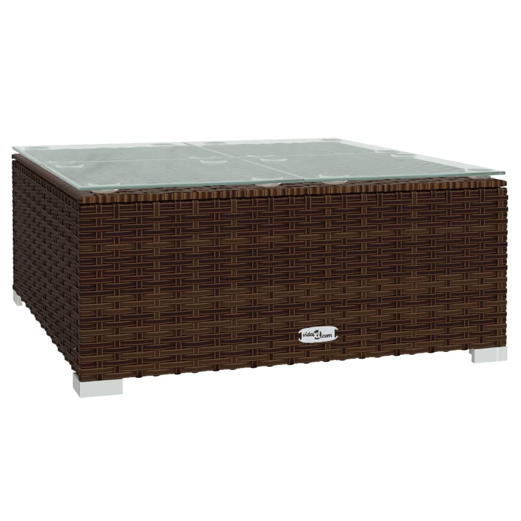 Set muebles de jardín 3 piezas y cojines ratán sintético marrón