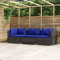 3-seater garden sofa with cushions, grey synthetic rattan