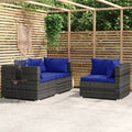 Set de muebles de jardín 3 pzas y cojines ratán sintético gris