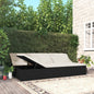 Convertible sun lounger with brown synthetic rattan cushions