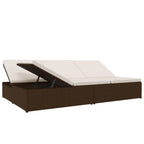Tumbona convertible con cojines de ratán sintético marrón