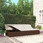 Convertible sun lounger with brown synthetic rattan cushions