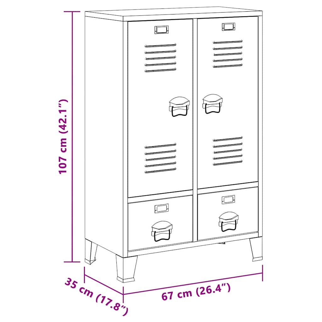 Armario industrial acero blanco 67x35x107 cm