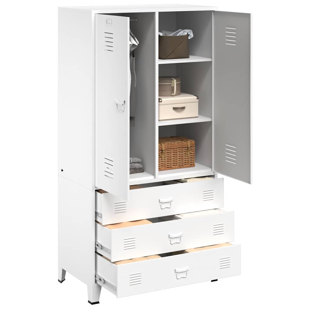 Armario industrial de metal blanco 90x50x180 cm