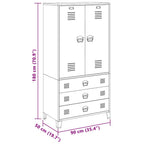 Armario industrial de metal blanco 90x50x180 cm