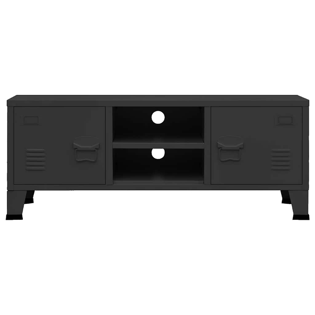 Mueble de TV industrial metal negro 105x35x42 cm