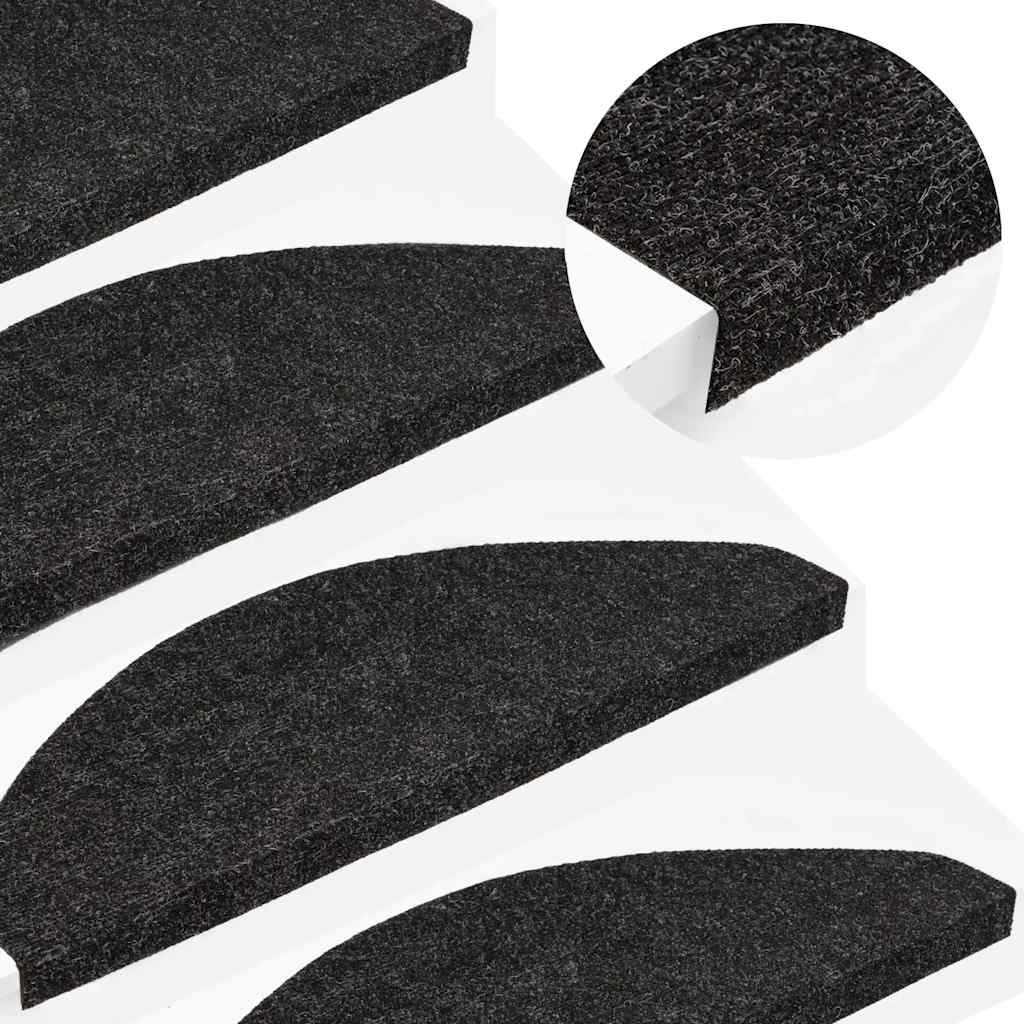 Alfombra autoadhesiva escalera sisal 15 uds antracita 56x17x3cm