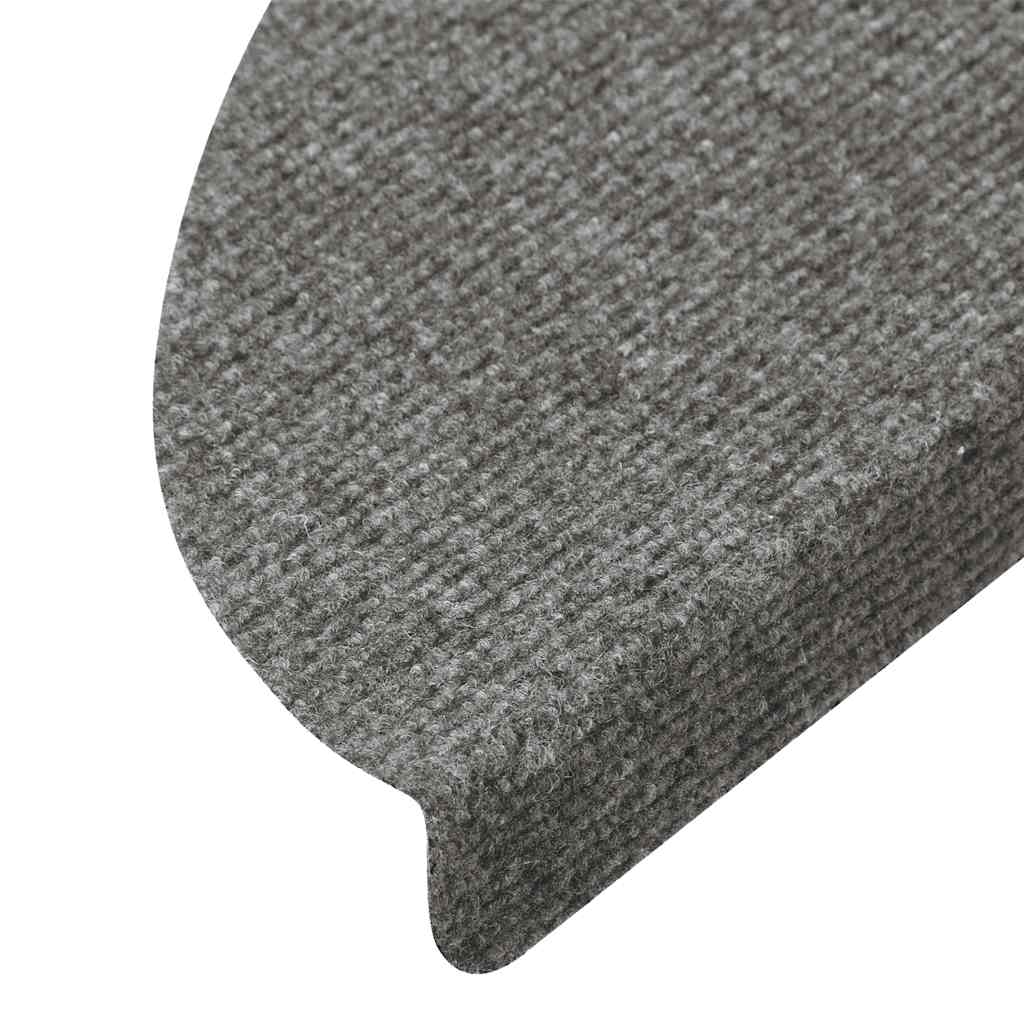 Alfombrilla autoadhesiva escalera 15 uds 56x17x3 cm gris