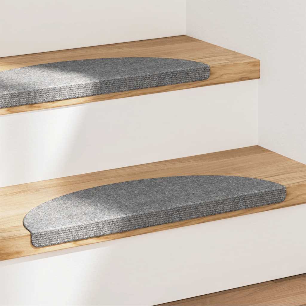 Alfombrilla autoadhesiva escalera 15 uds 56x17x3 cm gris