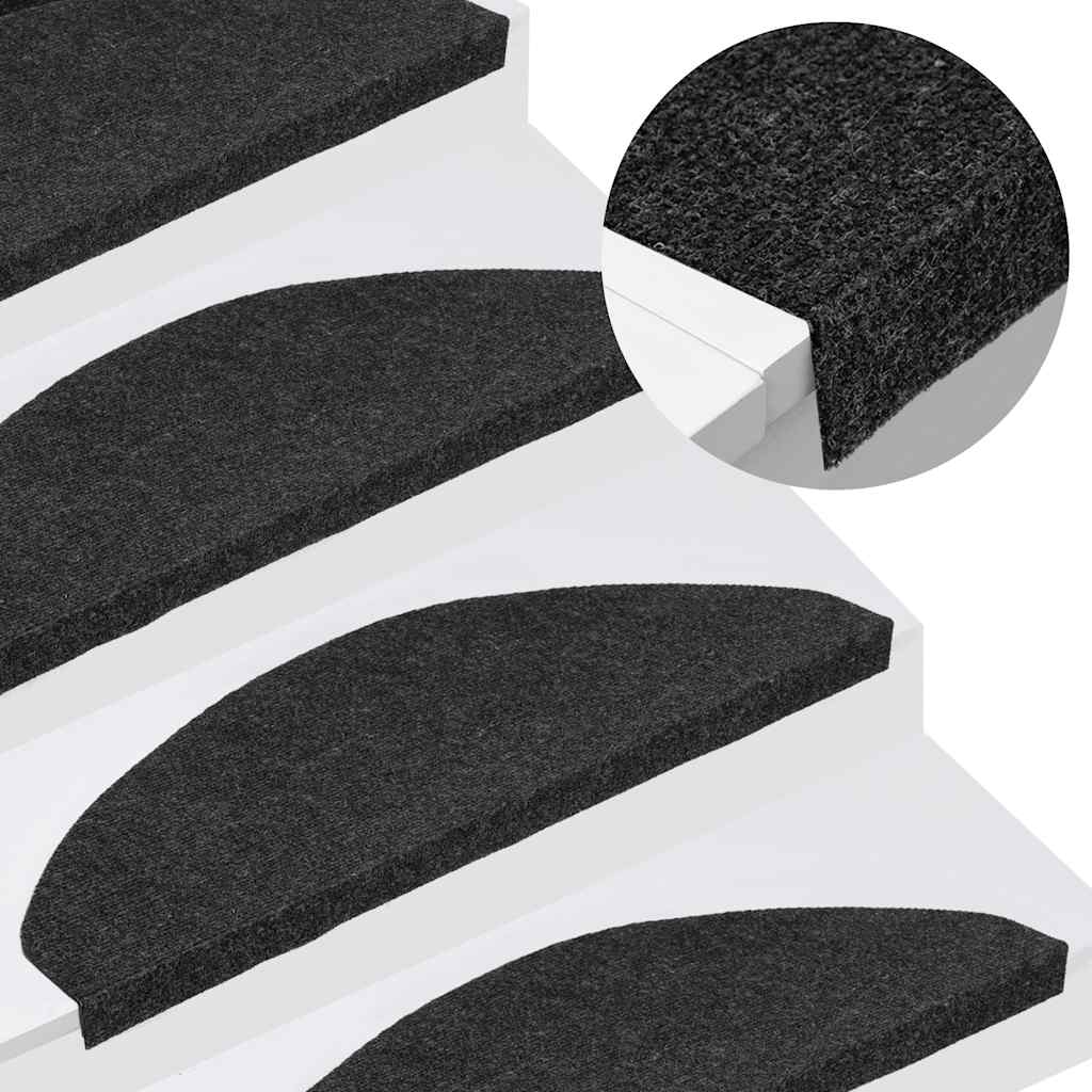 Alfombra autoadhesiva escalera sisal 15 uds antracita 56x17x3cm