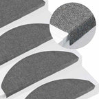 Alfombra autoadhesiva escalera sisal 15 uds antracita 56x17x3cm