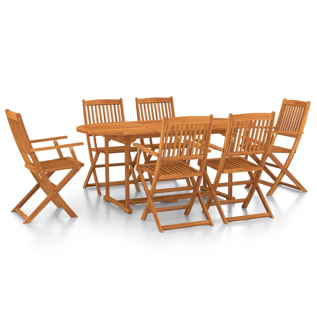 Juego comedor de jardín 7 pzas madera maciza acacia 180x90x75cm