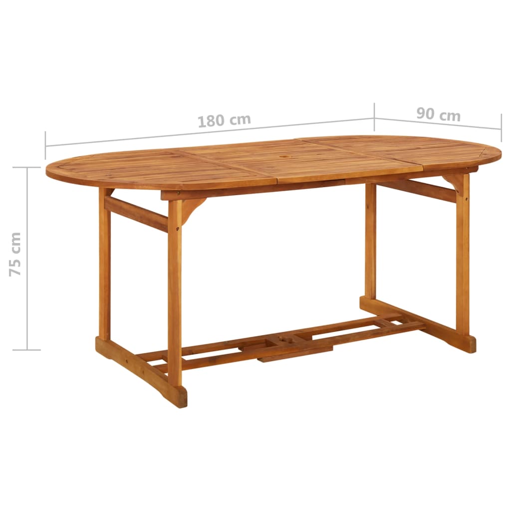 Juego comedor de jardín 7 pzas madera maciza acacia 180x90x75cm