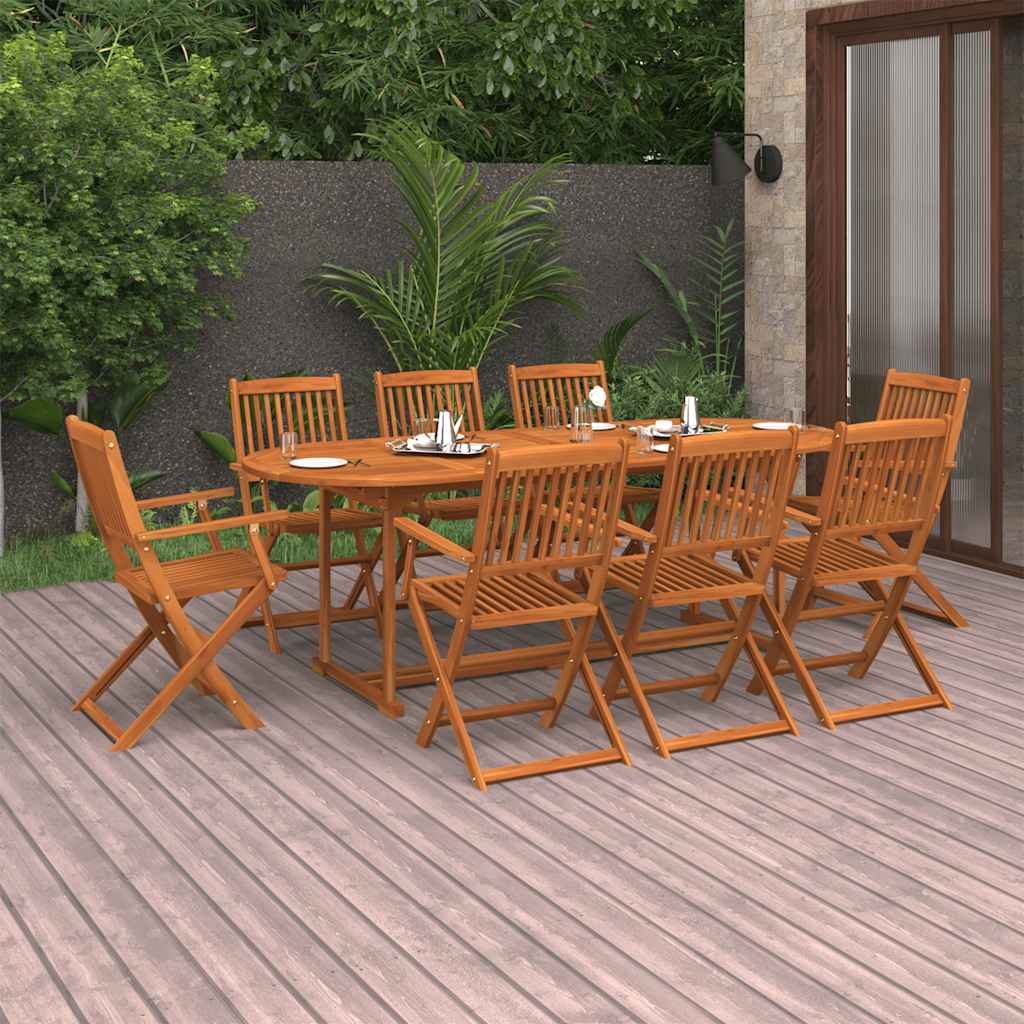 Set comedor de jardín 9 piezas madera maciza acacia 220x90x75cm