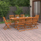 Set comedor de jardín 9 piezas madera maciza acacia 220x90x75cm
