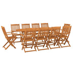 Set comedor de jardín 11piezas madera maciza acacia 220x90x75cm
