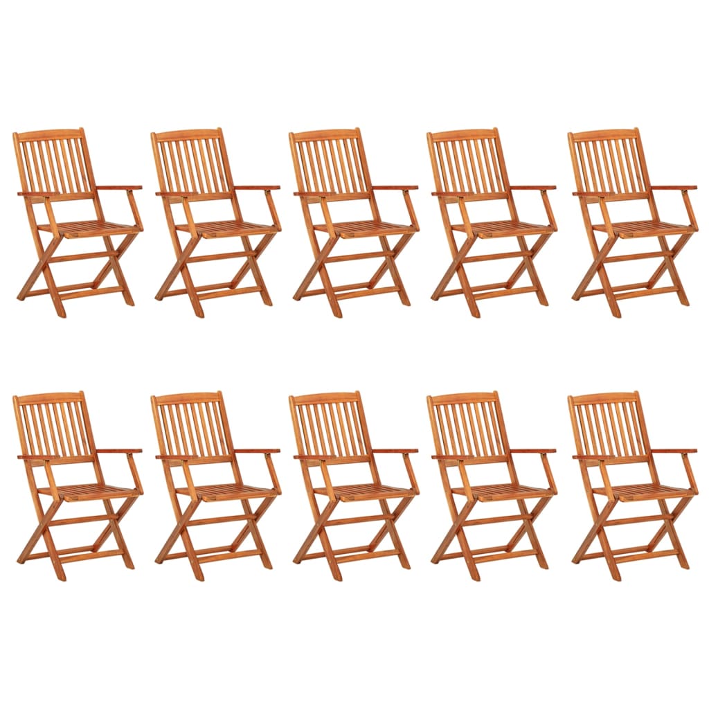 Set comedor de jardín 11piezas madera maciza acacia 220x90x75cm