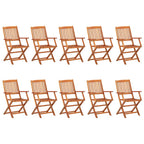 Set comedor de jardín 11piezas madera maciza acacia 220x90x75cm