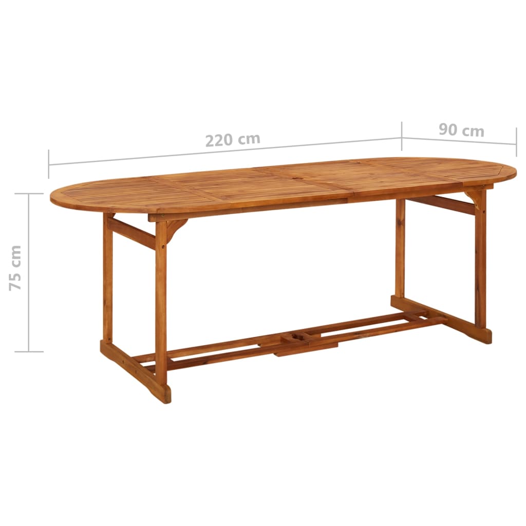 Set comedor de jardín 11piezas madera maciza acacia 220x90x75cm