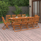 Set comedor de jardín 11piezas madera maciza acacia 220x90x75cm