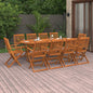 11-piece garden dining set solid acacia wood 220x90x75cm