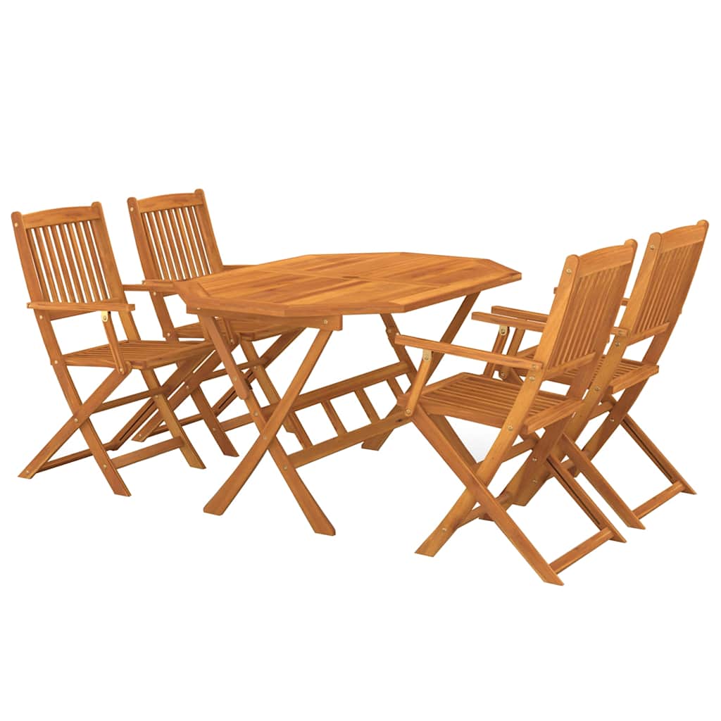 Juego de comedor de jardín 5 piezas madera maciza de acacia