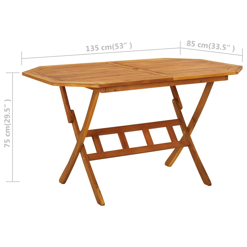 Juego de comedor de jardín 5 piezas madera maciza de acacia