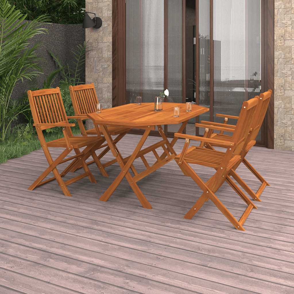 Juego de comedor de jardín 5 piezas madera maciza de acacia
