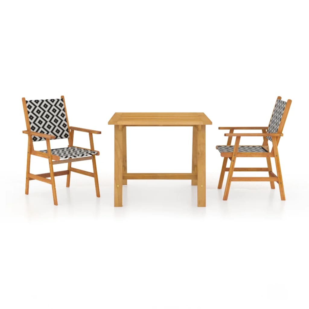 Juego de comedor de jardín 3 piezas madera maciza de acacia