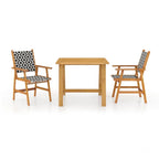 Juego de comedor de jardín 3 piezas madera maciza de acacia