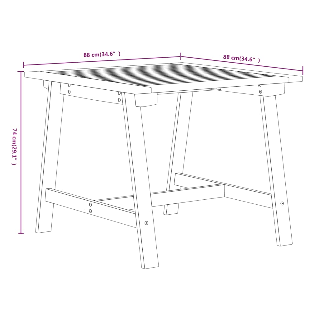 Juego de comedor de jardín 3 piezas madera maciza de acacia