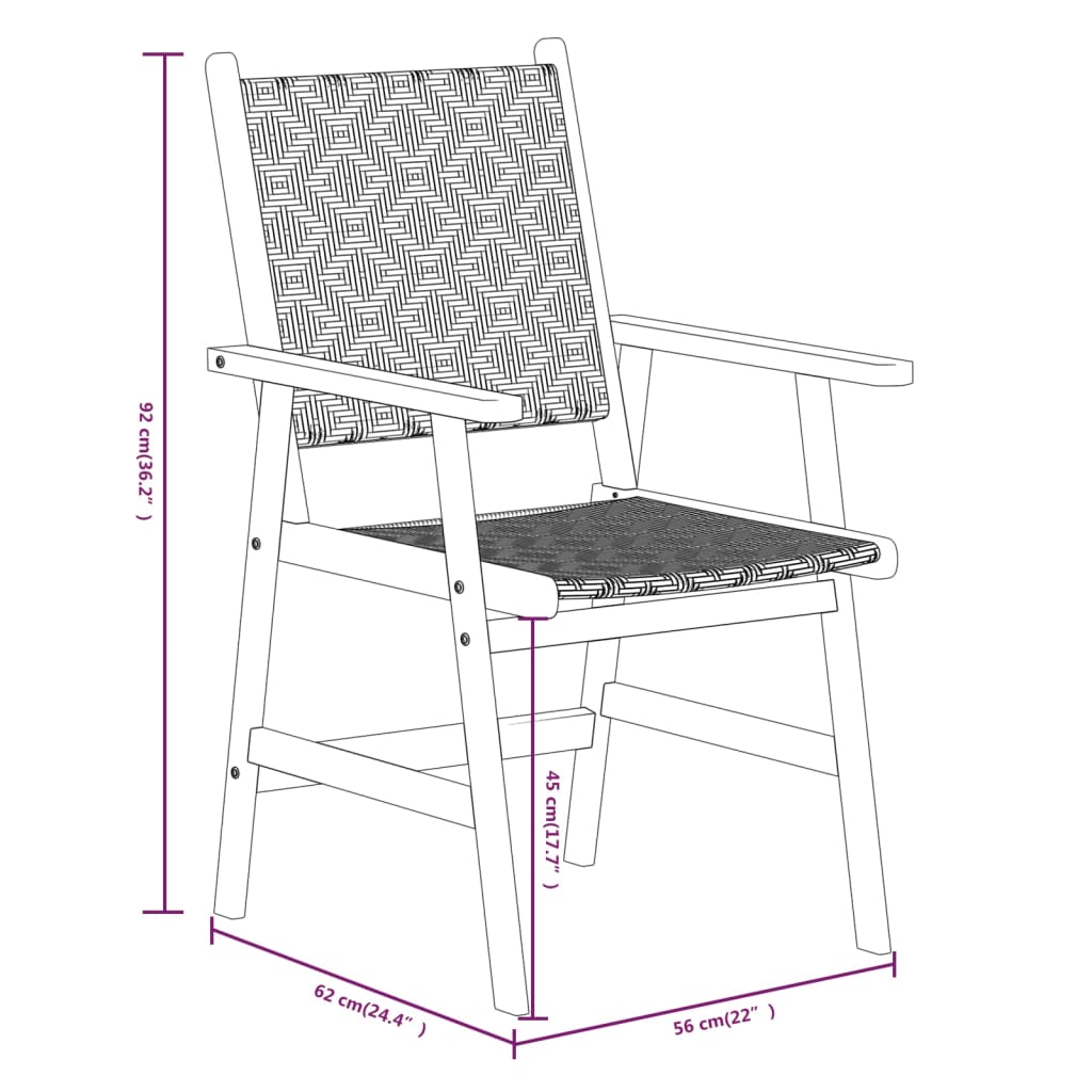 Juego de comedor de jardín 3 piezas madera maciza de acacia