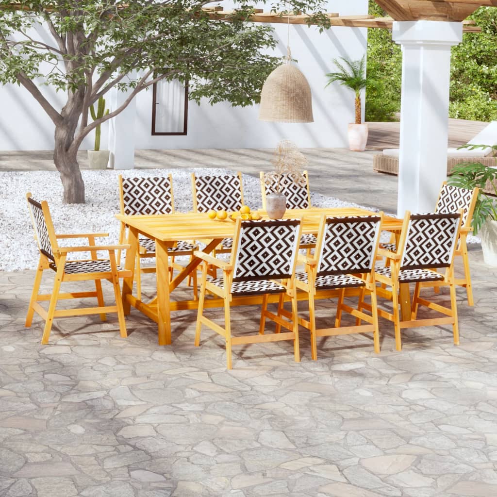 Conjunto de refeição de jardim 3 peças madeira maciça de acácia