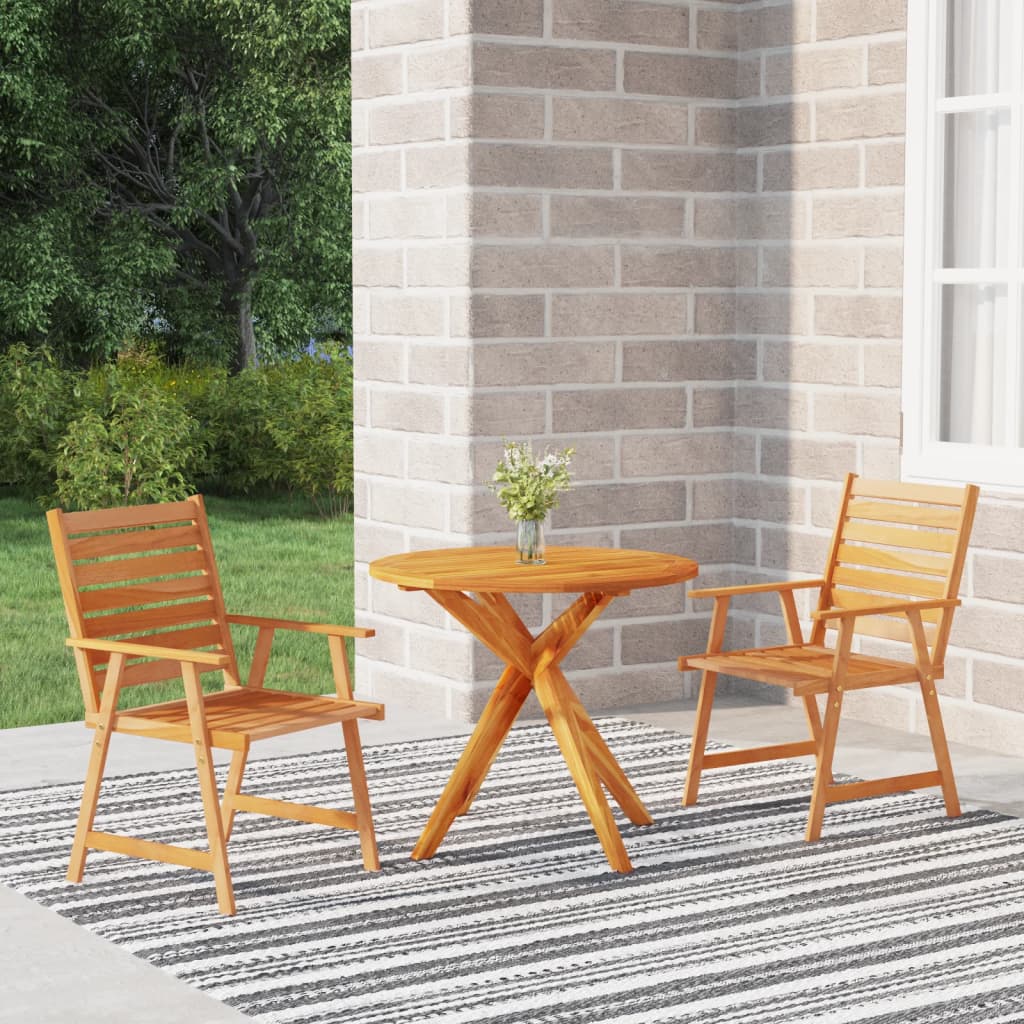Conjunto de refeição de jardim 3 peças madeira maciça de acácia