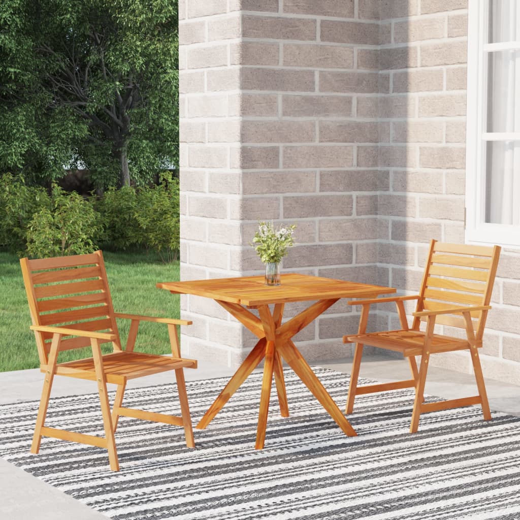 Conjunto de refeição de jardim 3 peças madeira maciça de acácia