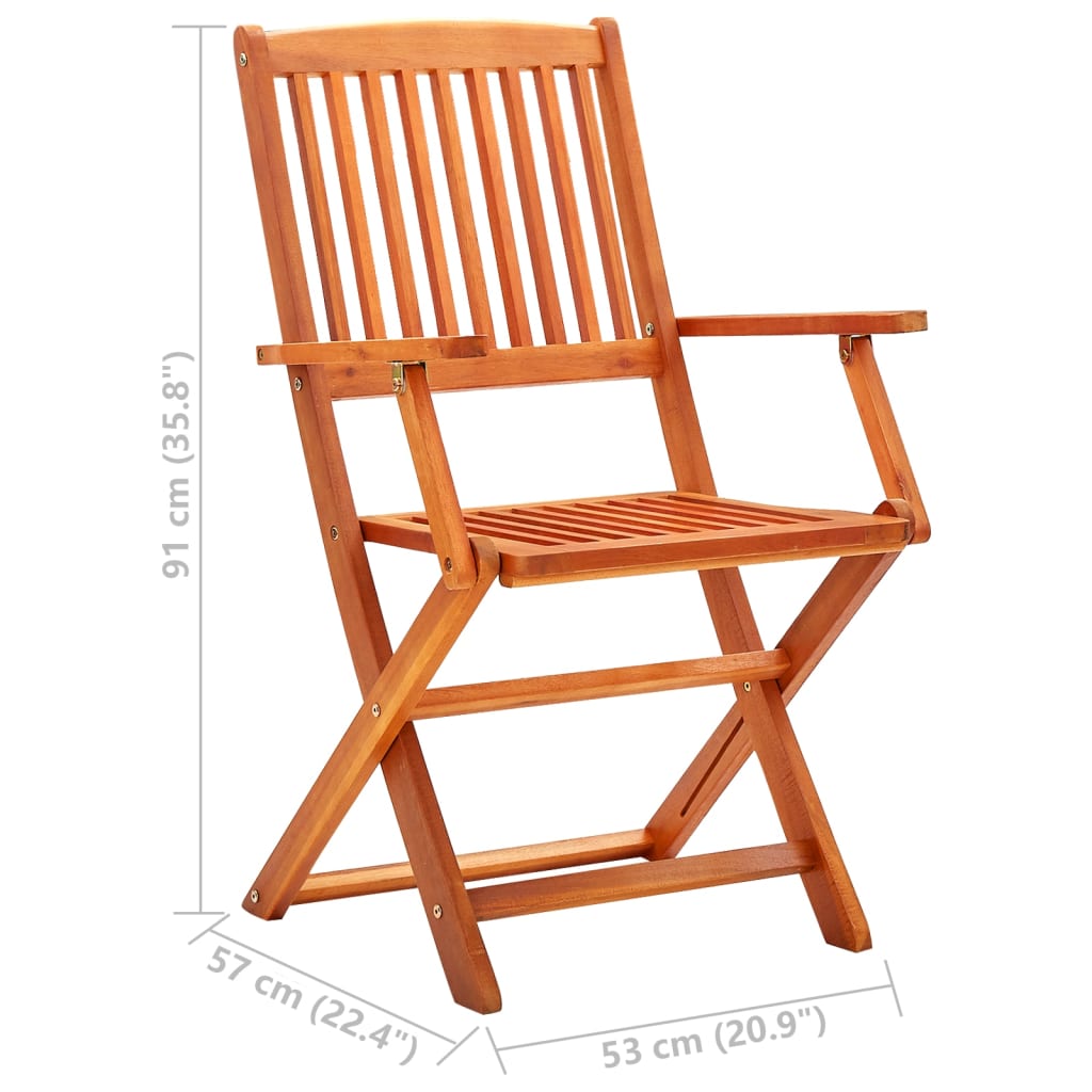 Set de comedor de jardín plegable 3 pzas madera eucalipto